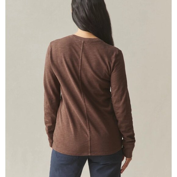 American Giant Women's Premium Slub Long Sleeve Crew Tee Brown - Picture 7 of 7